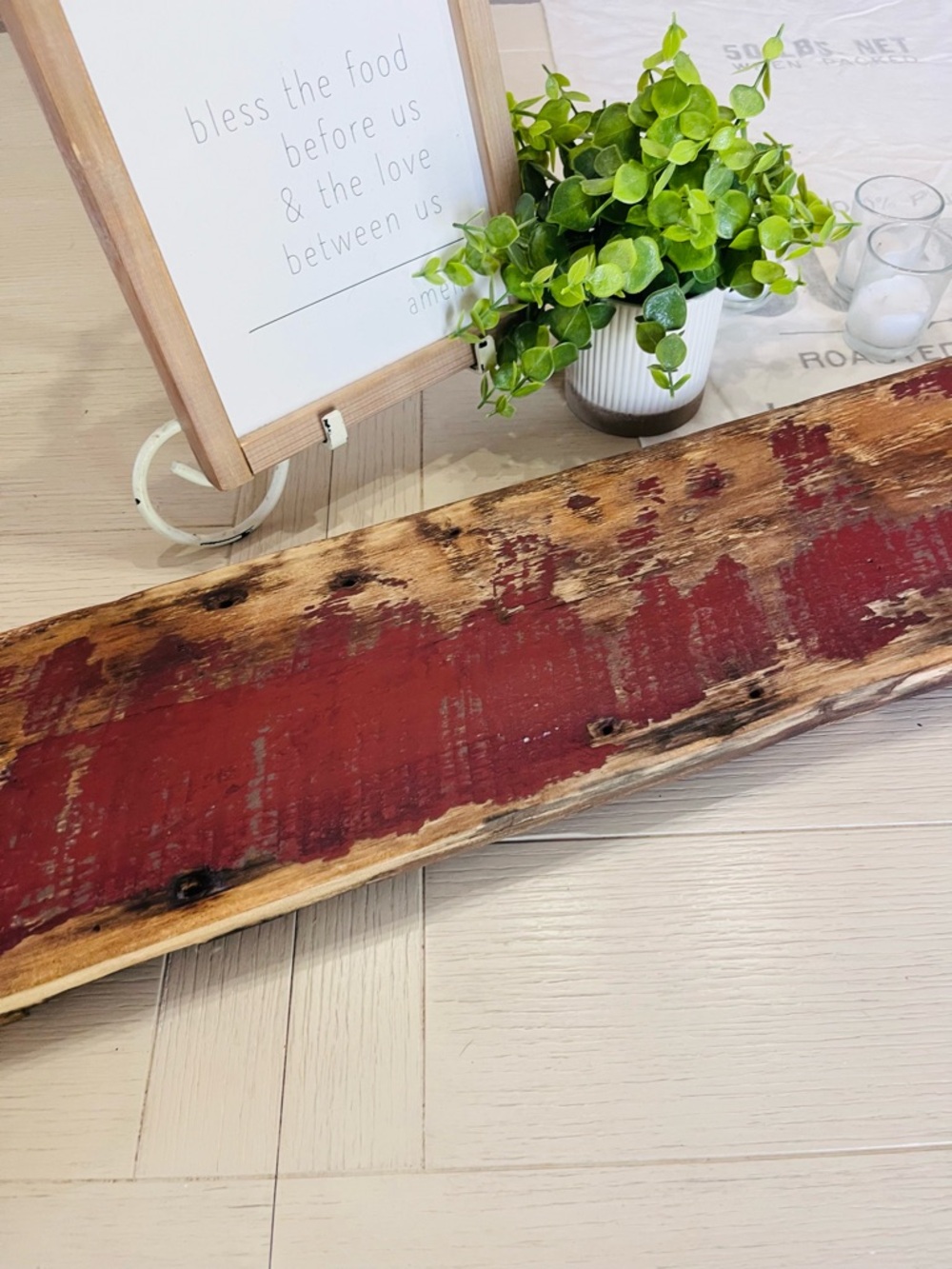 Rustic Barn Wood Long Raised Tray for Kitchen Island Centerpiece Mantle Decor - Picture 5 of 11